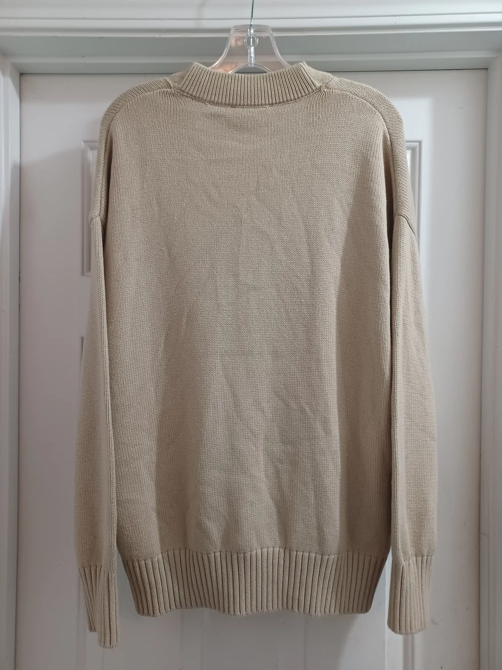 AMI Paris Beige Heart A Luxe Cotton Cardigan Sweater, L - Picture 6 of 10
